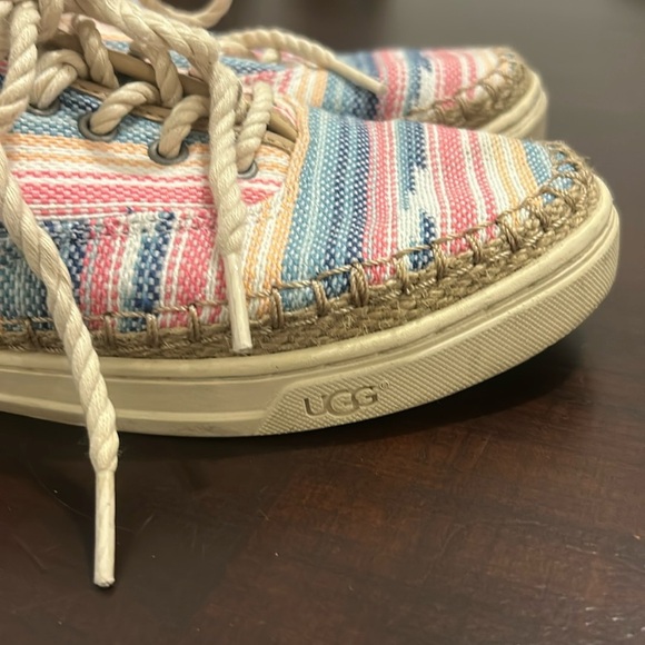 UGG Striped Pastel Knit Espadrille Sneakers Bohemian Lace Up Shoe Women size 7.5 - Picture 6 of 16